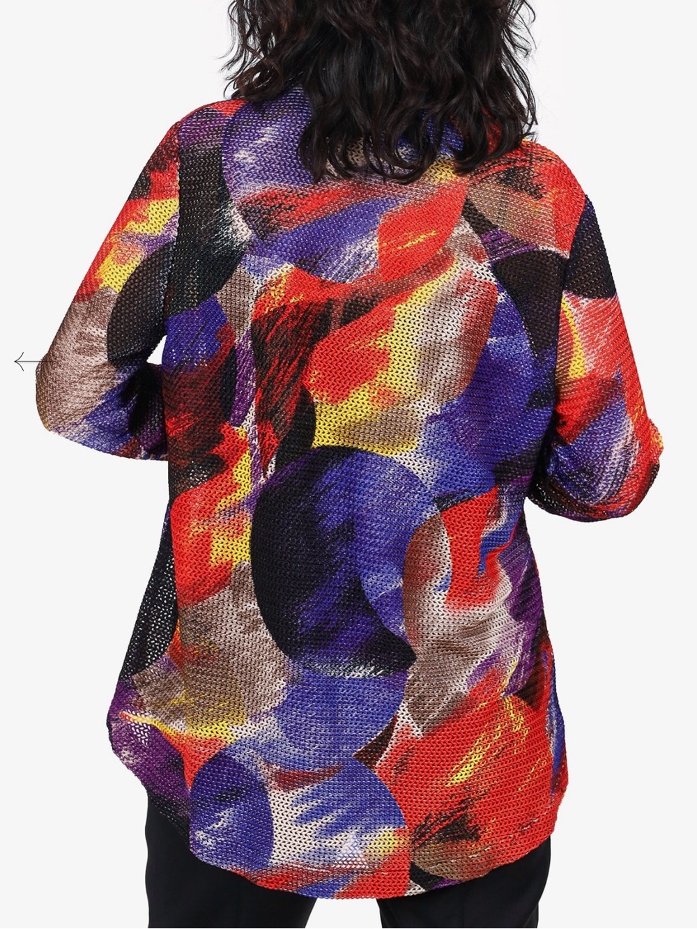 Joseph Ribkoff Multicolor Abstract Print Open Weave Jacket Size 8 Art to Wear - Picture 6 of 15